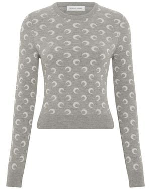 Marine Serre Moon Wolle Mischpullover - Grau