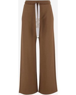 Max Mara Katoenmix Broek Met Logo - Bruin
