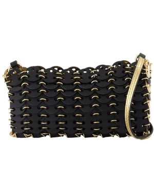 Rabanne Brieftasche auf Kette Leder schwarz