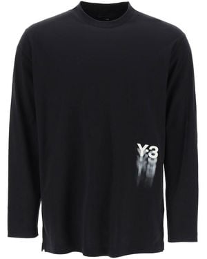 Y-3 Langarm T -Shirt mit Logodruck - Schwarz