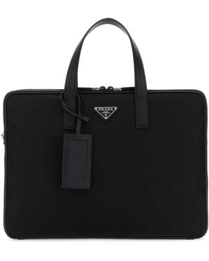 Prada Nylon Brief Case - Black