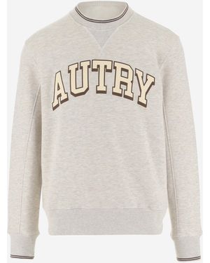 Autry Felpa Di Miscela Di Cotone Auttry Con Logo - Grigio