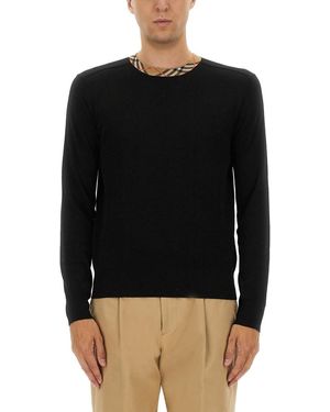 Burberry Check Wool Jumper - Black