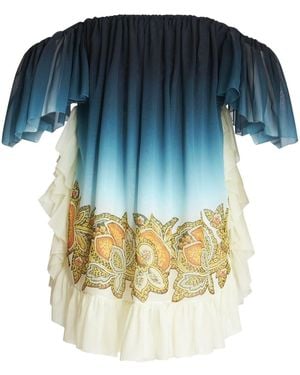 Etro Printed Silk Mini Dress - Blue