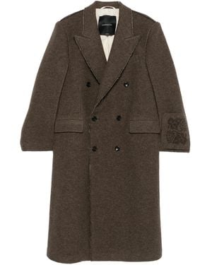 FEDERICO CINA Double Breasted Raw Cut Long Coat - Brown