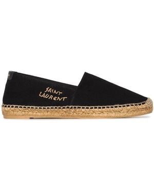 Saint Laurent Espadrilles Met Geborduurd Logo - Zwart