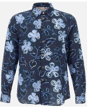Paul Smith Blaues Yukka-Print-Hemd