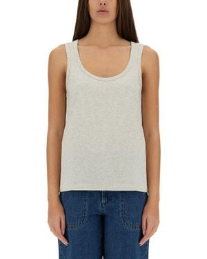 A.P.C. Solid Scoop Neck Top - Blue