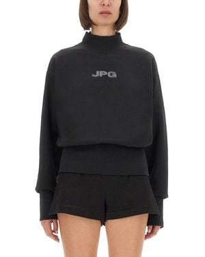 Jean Paul Gaultier Cropped Sweatshirt Organic Cotton Sweatshirts - Black