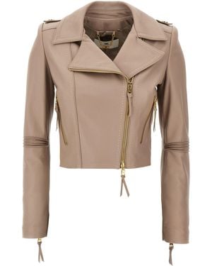 Elisabetta Franchi Leather Outerwears - Natural
