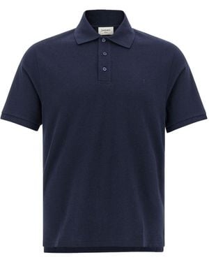 Saint Laurent Logo Cotton Polo Shirt - Blue