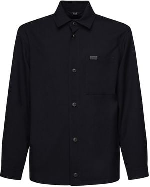 Fay Wool Canvas Shirt Jacket - Blue