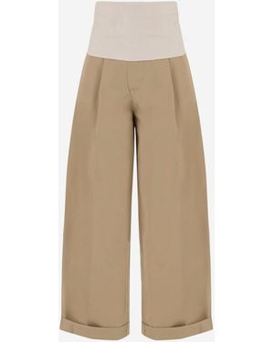 DARKPARK Cotton Pants With Elastic Waistband - Natural