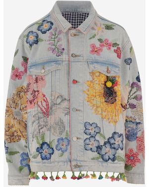 Péro Bestickte Jeansjacke - Grau