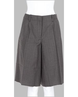 Our Legacy Phase Stripe Motion Wool-Cotton Shorts - Grey