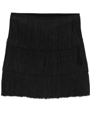 Norma Kamali Minifalda con flecos - Negro
