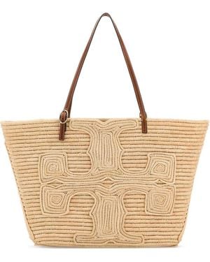 Tory Burch Raffia Doum For Ella Shopping Bag - Natural