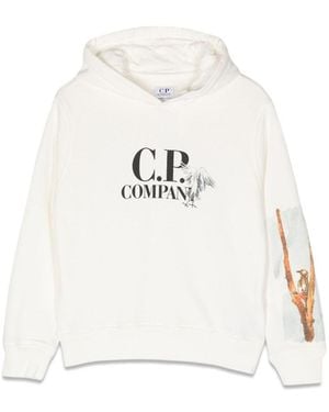 C.P. Company Graphic Logo Hoodie - White