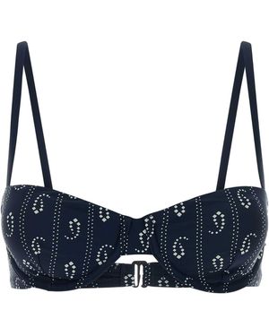 Tory Burch Printed Stretch Nylon Bikini Top - Blue