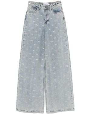 Self-Portrait Crystal Embellished Denim Jeasn - Blue