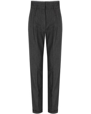 White Sand Dark High Waisted Pants - Gray
