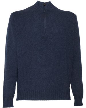 PHI FDL Mezza Zip Ml Lana Cachemira - Azul