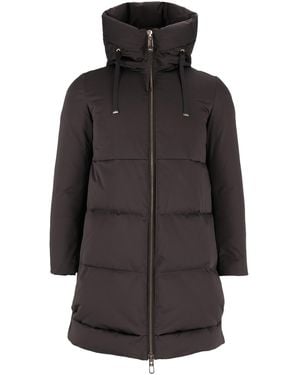 DUNO Padded Jacket With High Collar And Quilted Design - Grey
