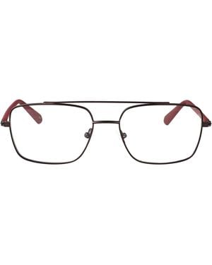 Calvin Klein Matte Gunmetal/Oxblood Metal Glasses - Multicolour