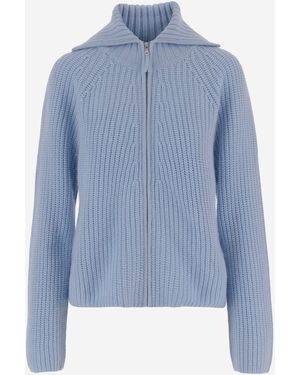 Allude Lust auf Wolle und Kaschmir -Reißverschluss -Pullover - Blau