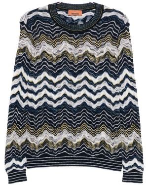 Missoni Zig Zag Motif Wool Jumper - Blue