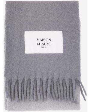 Maison Kitsuné Schal aus Alpakawolle mit Logo - Grau