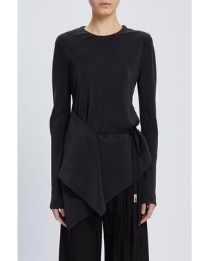 Ann Demeulemeester Deana Long Sleeve Asymmetric Top - Black