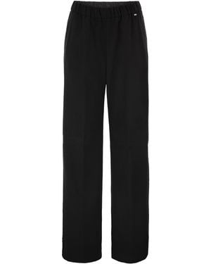 Herno Wide Leg Flannel Effect Pants With Elasticated Waistband - Black
