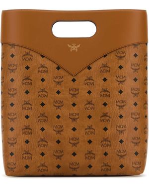 MCM Vestos Print Leather Tote Bag - Brown