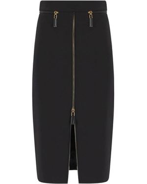 Elisabetta Franchi Zipped Midi Skirt - Black