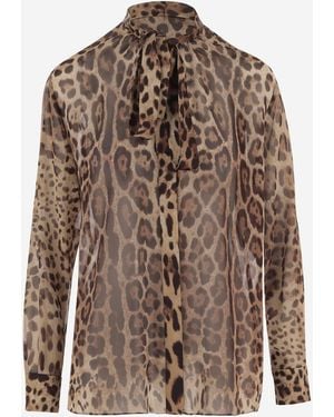 Dolce & Gabbana Georgette-Hemd mit Animal-Print - Braun