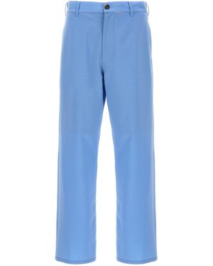 Marni Logo Embroidery Pantaloni Celeste-Uomo - Blu