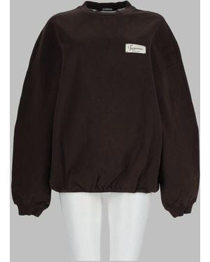 Jacquemus Style Cropped Sweatshirt - Black