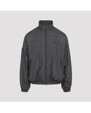 Balenciaga Jas Met Rits En Ruitmotief - Grijs