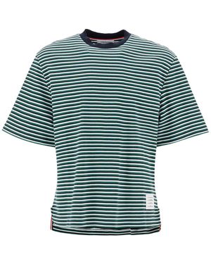 Thom Browne T Shirt Oversize In Jersey A Righe - Verde