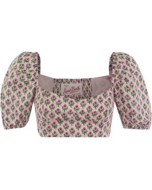 MC2 Saint Barth Crop Top With Floral Print - Pink