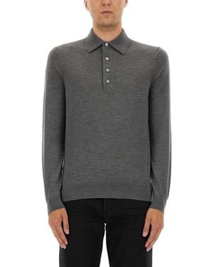 Tom Ford Fine Merino Virgin Wool Polo Shirt - Gray