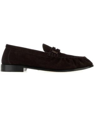 Saint Laurent Dark Suede Loafers - Black