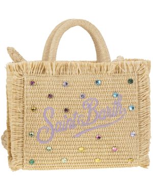 MC2 Saint Barth Vanity Mini Straw Effect Bag With Rhinestone Decorations - Metallic