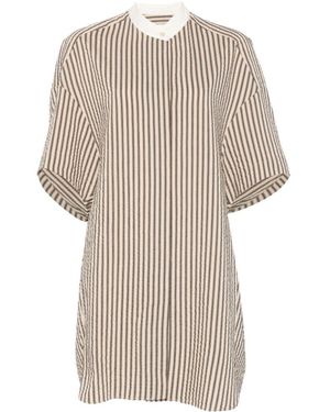 Alysi Gestreiftes Kleid aus Baumwollmischung von - Weiß