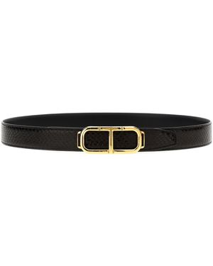 Tom Ford Logo reversibler Gürtel - Weiß