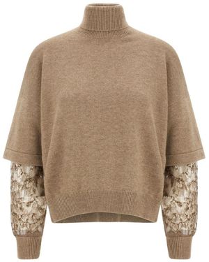 Brunello Cucinelli Pullover mit Pailletten - Natur