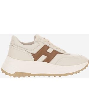 Hogan Hi-Fi Round Toe Memory Foam Leather Trainers - Natural
