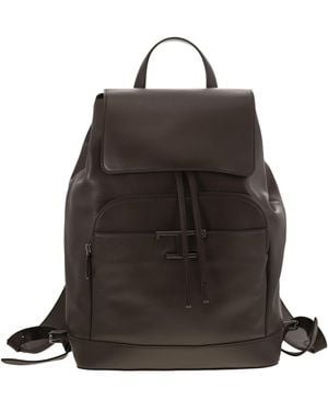 Tod's T Timeless Medium Leather Backpack - Black