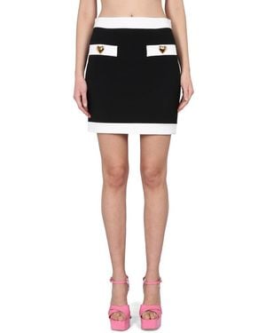 Moschino Heart Buttons Crepe Miniskirt - Black